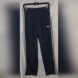 Adidas Men's Black Track Pants with White Stripes Medium